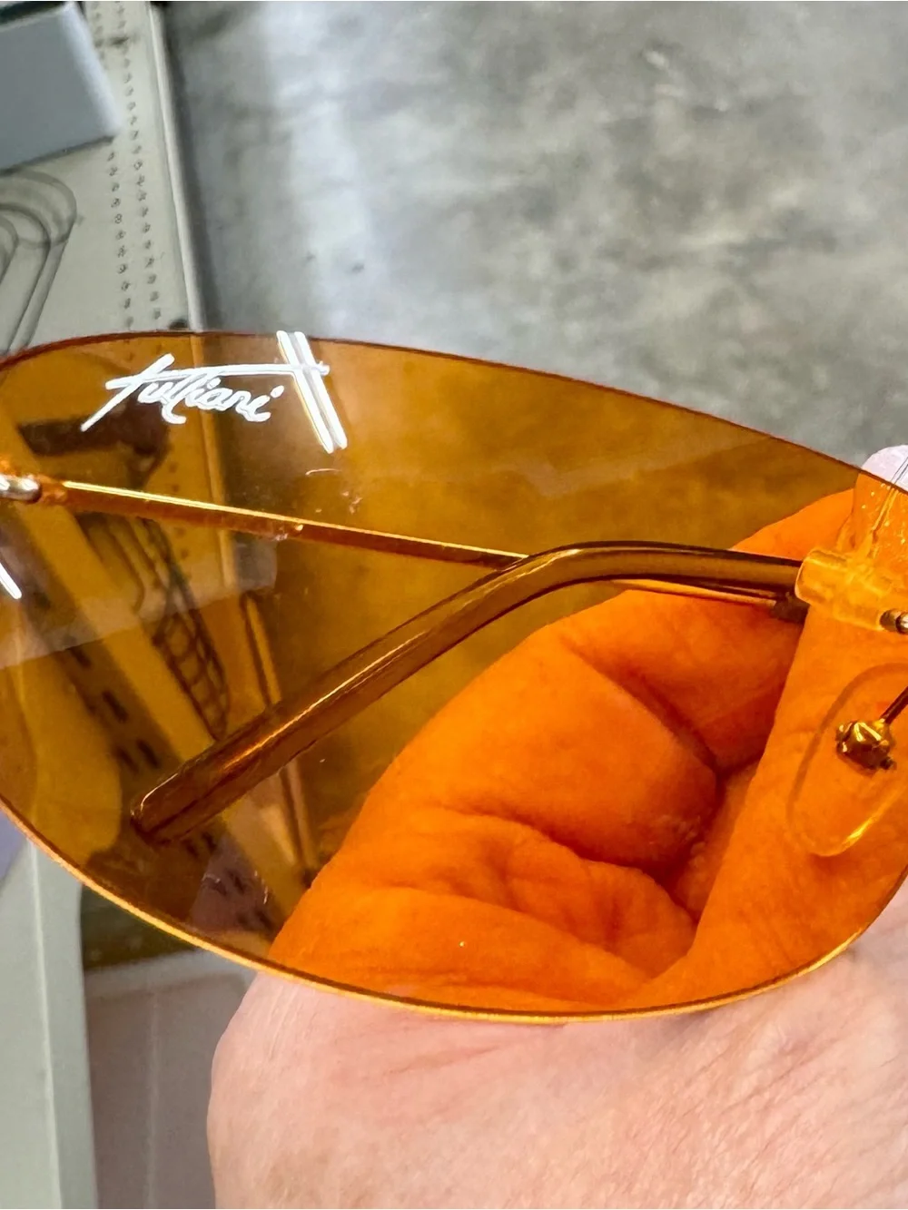 Women's Orange Rimless Oval Sunglasses - Sleek Lightweight Design